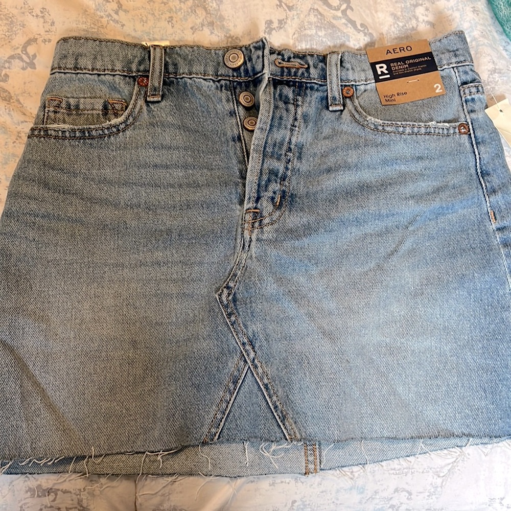 Aeropostale High Rise Jean Mini Skirt